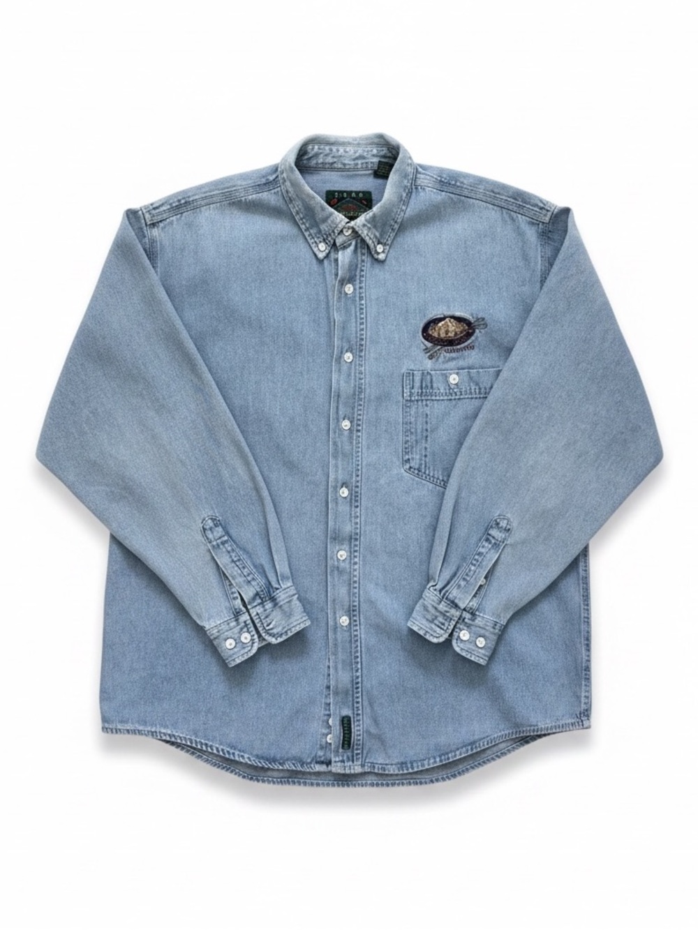 VTG Camp David Taylor Creek Colorado Light Blue Denim Button Down Size XL